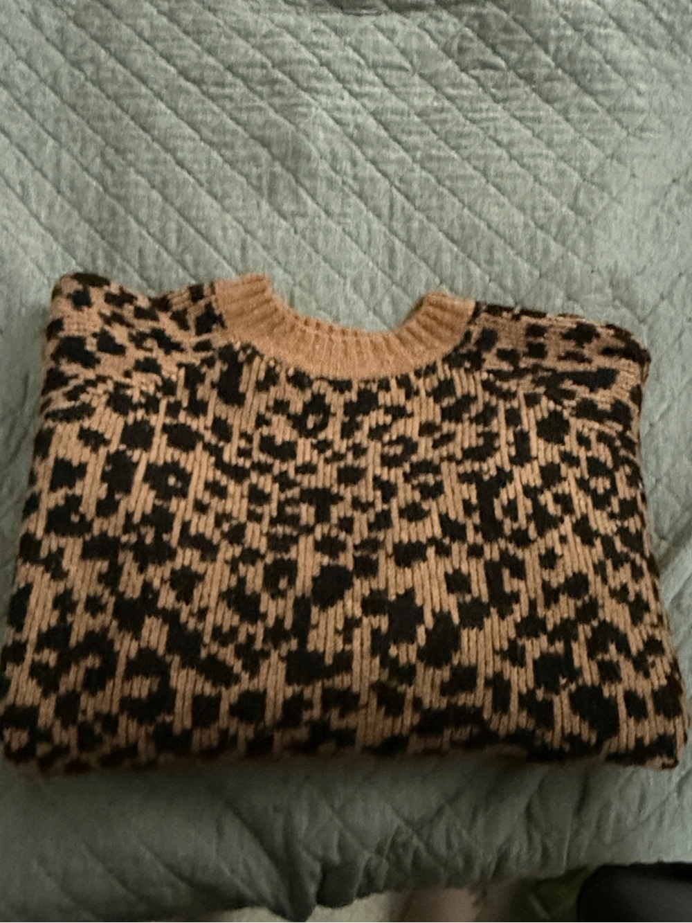 Old Navy Leopard Print Crewneck Sweater - Black & Tan